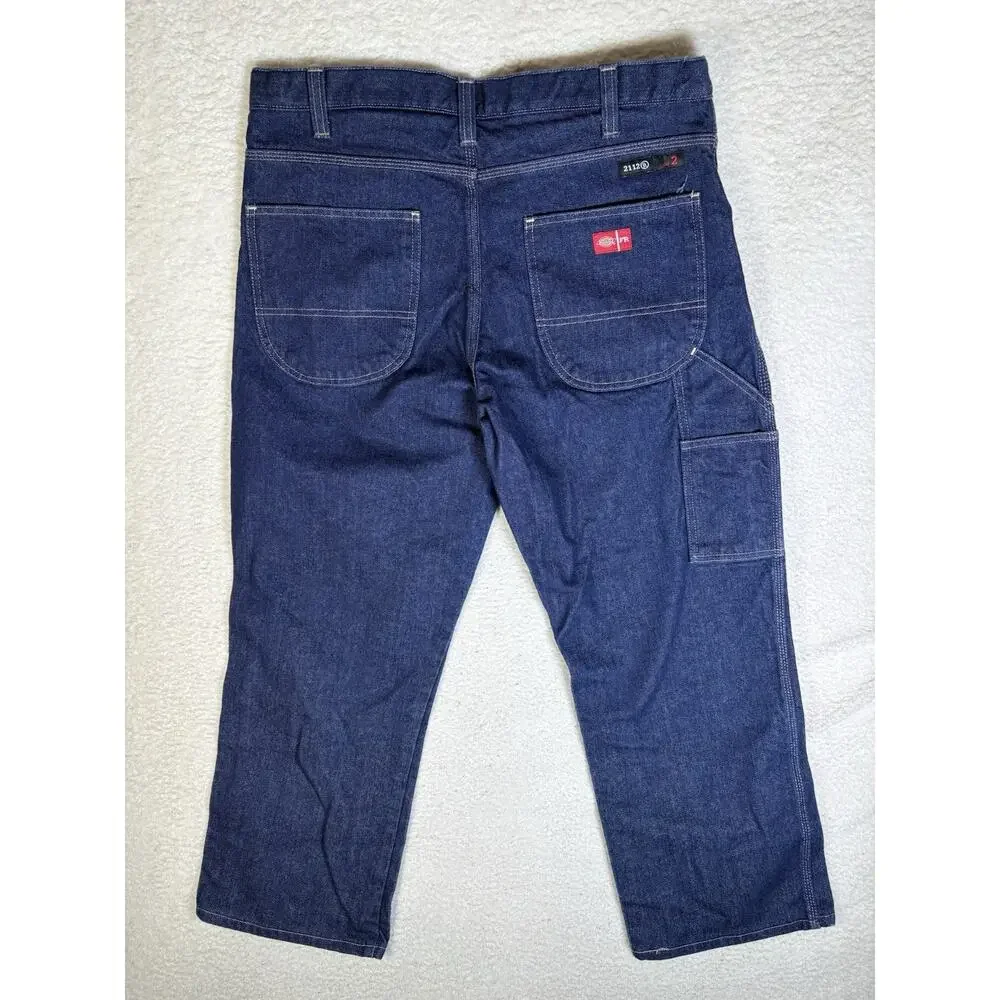 Dickies FR Jeans Mens 36x28 Blue Denim Flame Resistant Workwear 2112 Cat 2